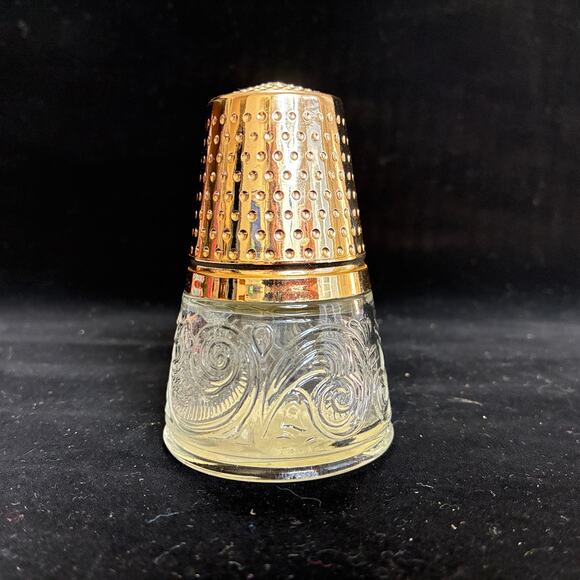 Avon Golden Thimble Brocade Cologne Bottle Collectible Vintage Empty 2 ounce - Picture 1 of 4